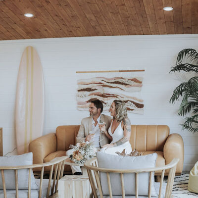 Revelle Bridal Styled Shoot at June Motel surf board