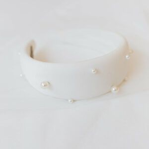 Adelainde pearl headband padded velvet ivory bridal accessorie