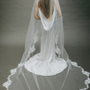 Alexandria Veil Untamed Petals Revelle Bridal Cathedral length veil with lace edge