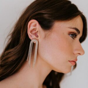 Cairo Drop Untamed Petals Revelle Bridal Chain gold earrings pearl crystals