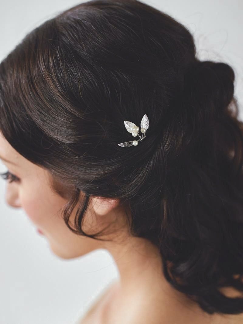 Davie and Chiyo Adele Hair Pin Revelle Bridal Accessories Silver leaf vine bridal bridesmaid hairpin Floral