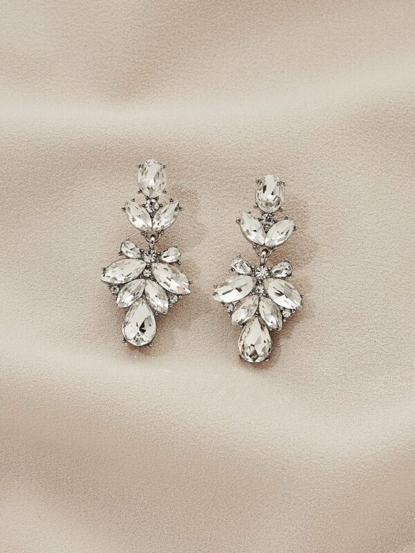 Marbella Earrings Olive and Piper Revelle bridal modern bridal accessories floral inspired drops crystal and silver