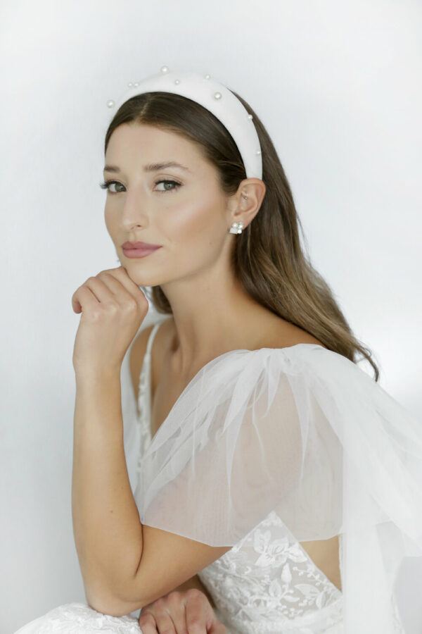 Revelle Bridal BLVD ottawa wedding accessories white pearl headband velvet hair accessories