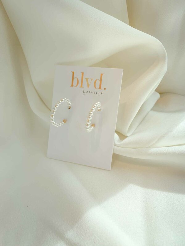 BLVD by Revelle mini Bronson pearl hoops revelle bridal accessories pearl earrings