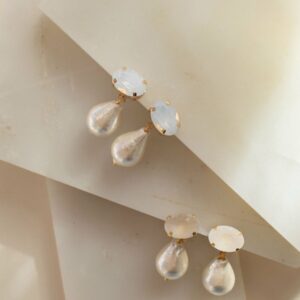 Magnolia Earrings Hushed Commotion Revelle Bridal Accessories Pearl Drop Earrings with Gold Posts