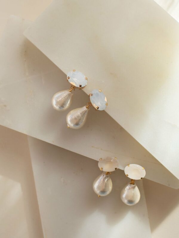 Magnolia Earrings Hushed Commotion Revelle Bridal Accessories Pearl Drop Earrings with Gold Posts