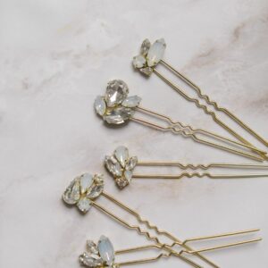 Thandi Hushed Commotion Revelle Bridal Accessories Crystal Hair Pins Modern Asymmetric Elegant