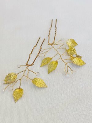 Lombard Pin Set by BLVD by Revelle Bridal wedding accessories gold leaf wedding hair