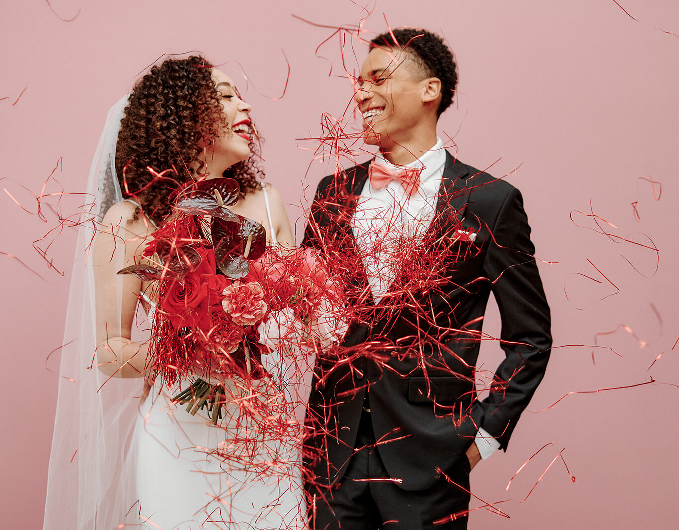 BASH by Revelle Bridal x Maide Valentine's Day Couple Laughing Bride and Groom