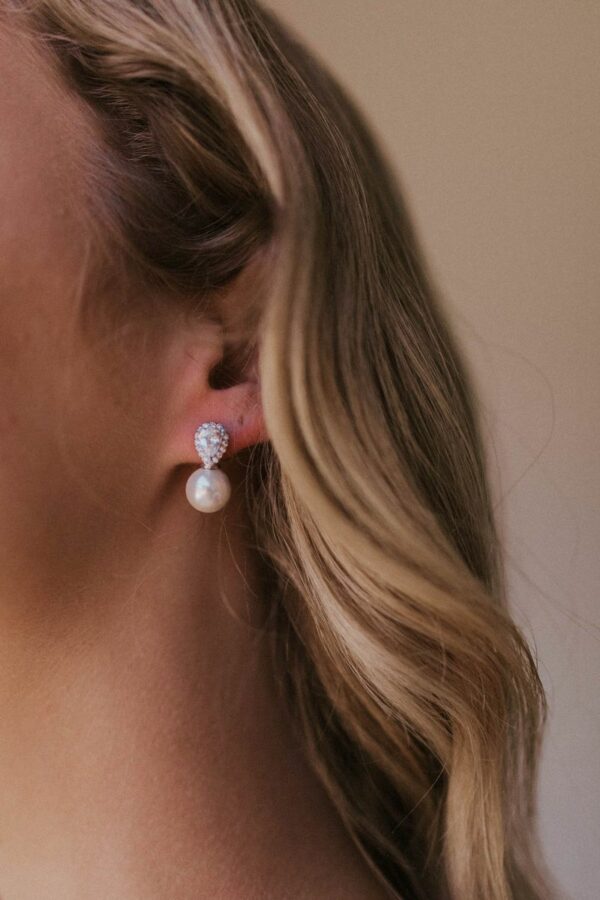Zola Earrings by untamed Petals available for purchase at Revelle Bridal Jewelry Wedding Accessories Little Pearl Studs