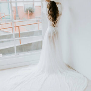 Ali Overskirt by untamed Petals available for purchase at Revelle Bridal Ottawa