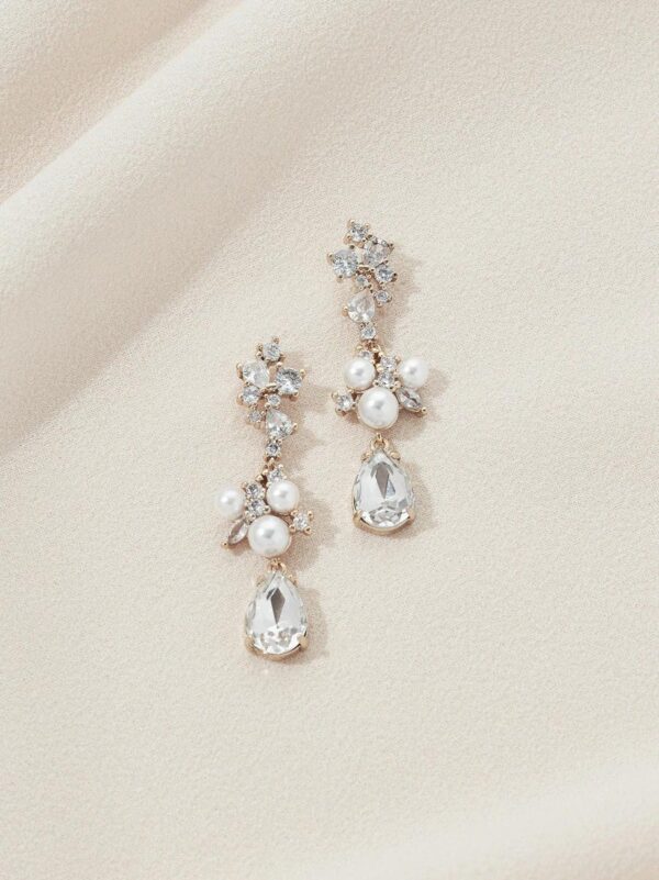 Blair Drops Olive & Piper Earrings Revelle Bridal Accessories pearl and crystal gold earrings
