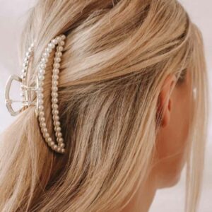 BLVD by Revelle Bridal Accessories Pearl Claw Hair Clip Crescent Wedding Hair Accessory