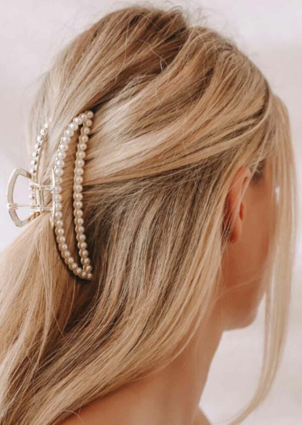 BLVD by Revelle Bridal Accessories Pearl Claw Hair Clip Crescent Wedding Hair Accessory