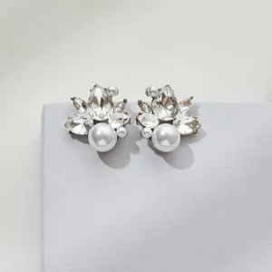Bordeaux Studs Olive and Piper Revelle Bridal Jewelry Pearl and Diamante studs