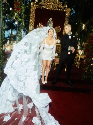 Kourtney Kardashian and Travis Baker Wedding Mini Short Wedding dress