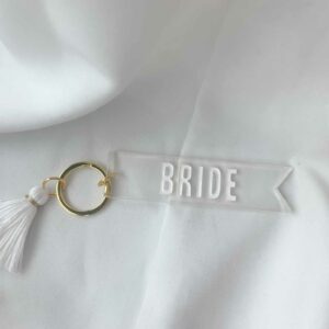 Bride Keychain gold white tassle