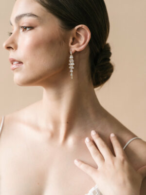 Jade Oi Selah Chandelier Earrings in Gold on model