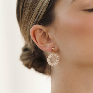 Marlowe Gold Crystal Round Drop Bridal Earrings