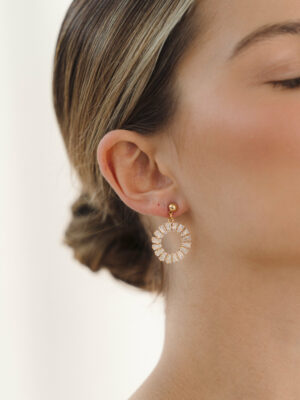 Marlowe Gold Crystal Round Drop Bridal Earrings