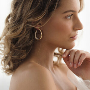 Allegra Gold Hoop Rhinestone Bridal Earrings Wedding Jewelry