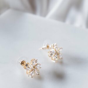 Lily Gold Rhinestone Starburst Stud Bridal Earrings Wedding Jewelry