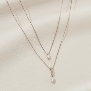 Olive & Piper Nomi Layered Pendant double chain necklace modern bridal jewelry