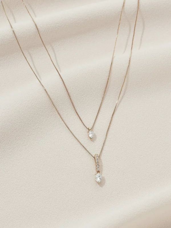 Olive & Piper Nomi Layered Pendant double chain necklace modern bridal jewelry