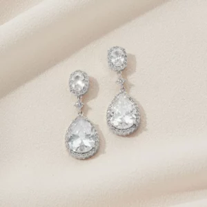 Windsor Drops Silver Olive & Piper Classic Bridal Earrings