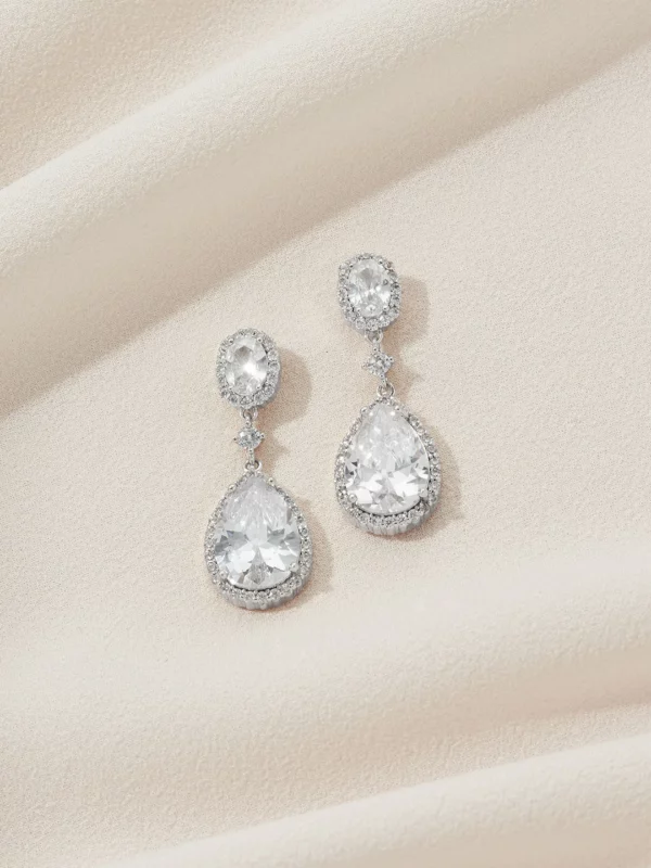 Windsor Drops Silver Olive & Piper Classic Bridal Earrings