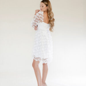Abby Dress by BASH by Revelle Daisy Applique glitter babydoll mini bridal dress wedding wardrobe 3d flowers puffy sleeves
