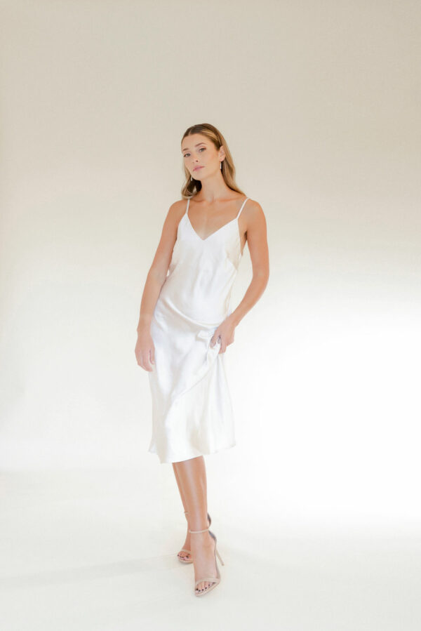 Andrea by BASH by Revelle Bridal Boutique Little White Dress Wedding Wardrobe Satin Slip Second Look Ottawa