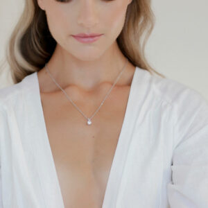 Byron Round Solitaire Crystal Necklace BLVD by Revelle Bridal Jewelry Ottawa