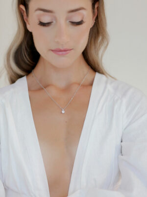 Byron Round Solitaire Crystal Necklace BLVD by Revelle Bridal Jewelry Ottawa