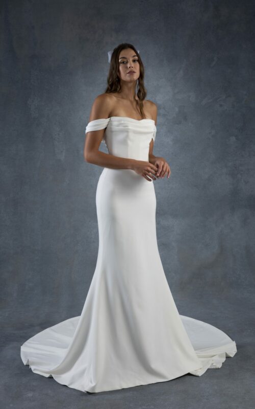 Laguna wedding dress by Tara Lauren With Off-The-Shoulder Straps and a mermaid silhouette