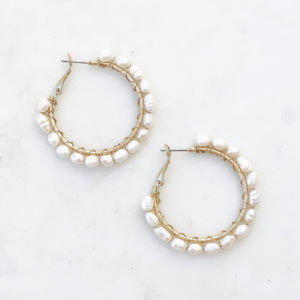 Lincoln Hoops BLVD by Revelle Bridal Jewelry Pearl Gold Earrings Wedding Jewelry Ottawa