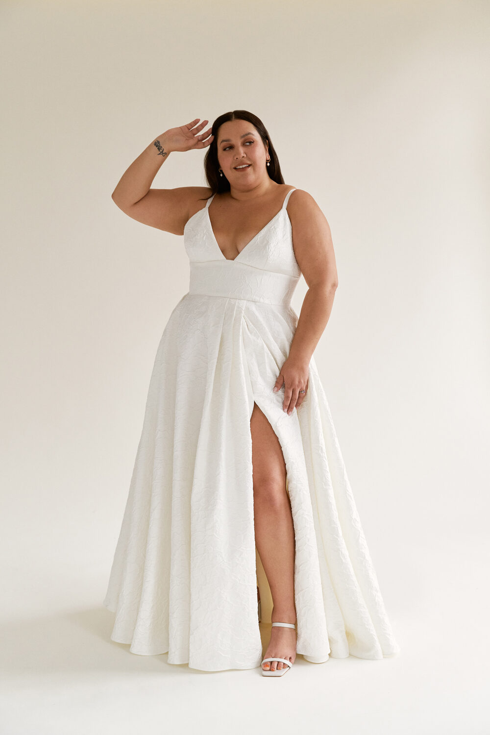 Georgia by Truvelle Bridal Leg Slit Thick Waistband Wedding Dress A-line skirt Canadian bridal designer