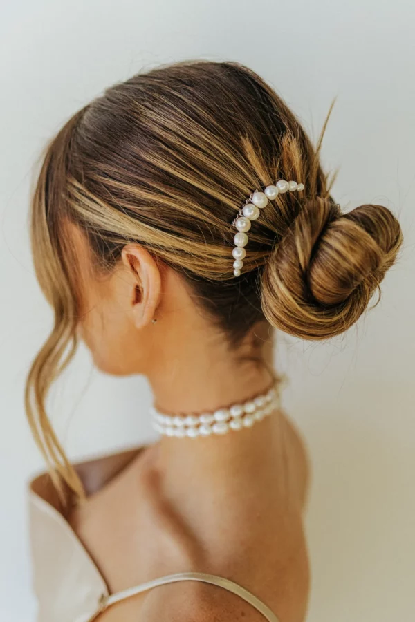 Arctic Comb by Untamed Petals - Freshwater Pearl Comb Hand Wired Crescent Shape - Bridal Hair Accessory - Ottawa
