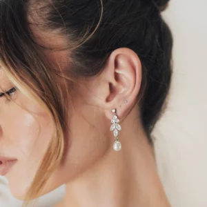 Leo Drops by Untamed Petals - Drop Earrings Crystal Pearl CZ stones classlic dangle earrings bridal jewelry