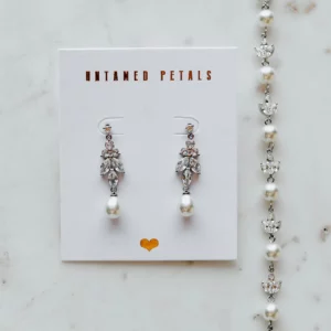 Leo Drops by Untamed Petals - Drop Earrings Crystal Pearl CZ stones classlic dangle earrings bridal jewelry Ottawa