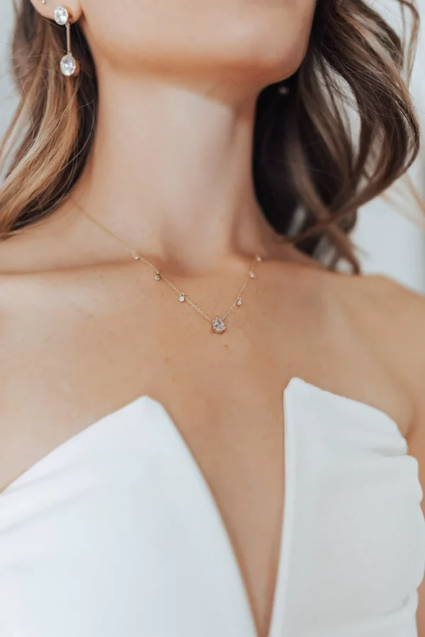 Miles Choker by Untamed Petals - Crystal teardrop necklace 14k gold wedding jewelry bridal jewellery