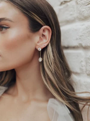 Minori Drop Earrings by Untamed Petals - Modern drop earrings 14k gold crystal wedding jewelry