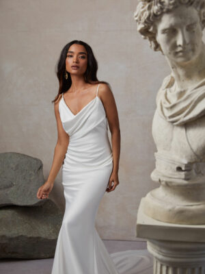 Sarah Seven Bridal Designer - Despina Wedding Gown - Silk draped wedding dress luxurious spaghetti straps fitted