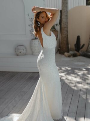 Elle wedding gown by Anna Campbell back - beaded bridal gown with mermaid silhouette - sample sale at Revelle Bridal