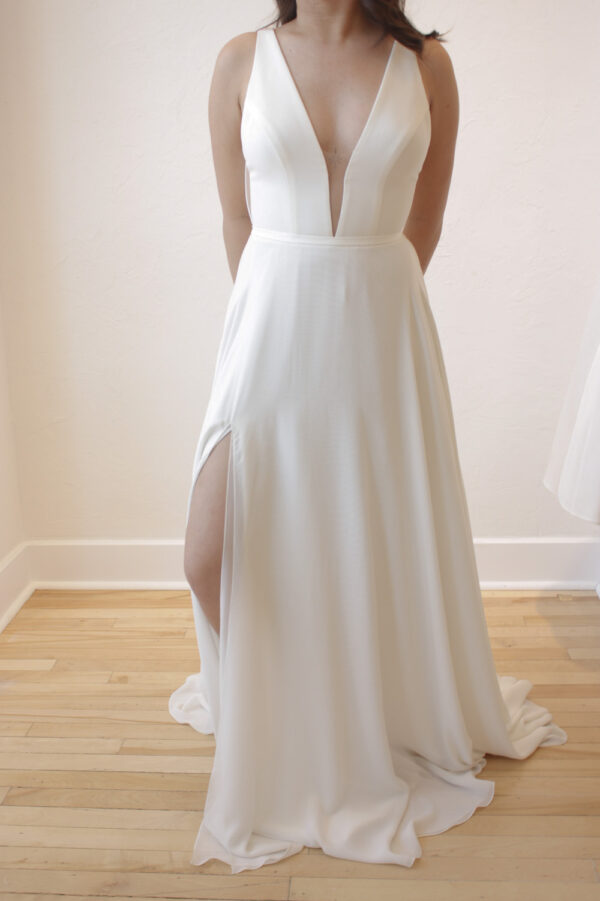 Lucy MWL Wedding Dress Crepe and Chiffon Minimalist Ottawa