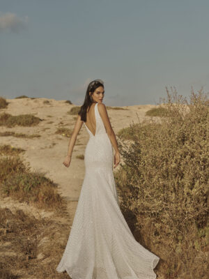 Pallas by RIsh Bridal wedding dress modern chic Ottawa sample sale Revelle Bridal Back