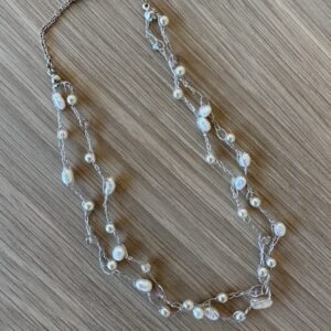 Viktoriya Necklace - Pearl silver choker Bridal jewelry