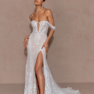 Ebony by Evie Young - Lace Wedding Dress Sample Sale Strapless wedding gown with Leg slit