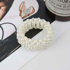 Faux Pearl Scrunchy - Hair tie - bridal hair accessory - Big