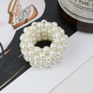 Faux Pearl Scrunchy - Hair tie - bridal hair accessory - SMALL
